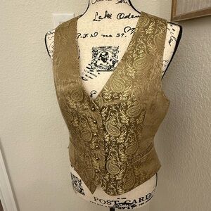 Lauren Ralph Lauren metallic Gold brocade Women's Vest sz 6